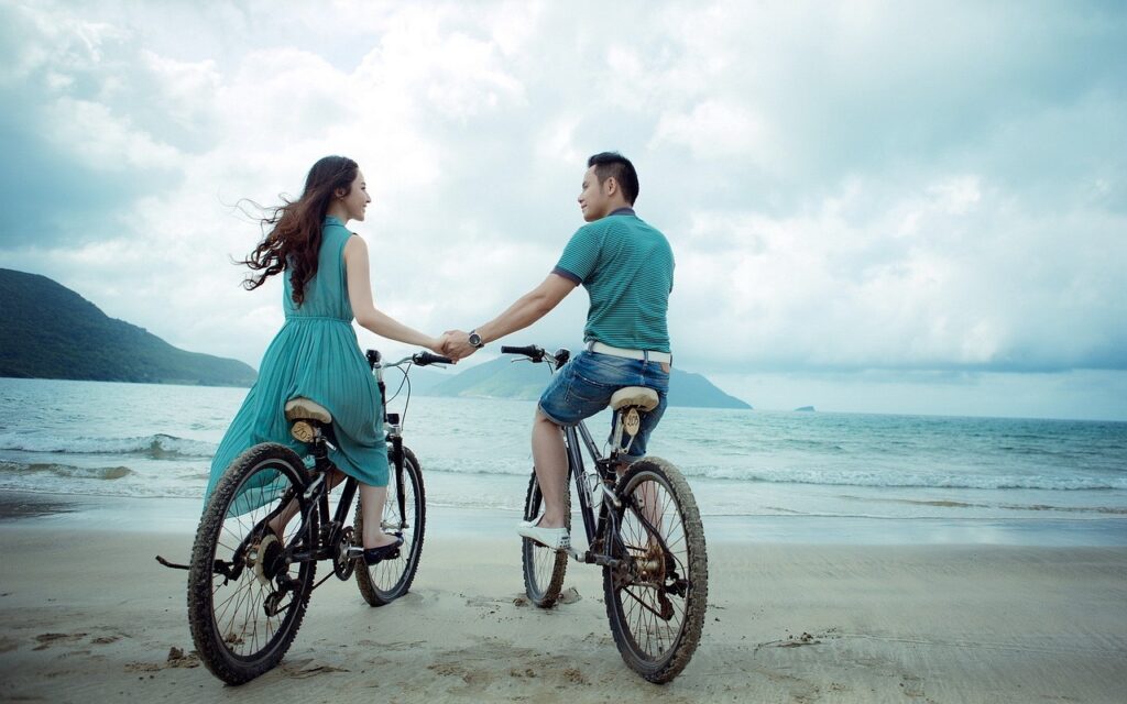 couple, beach, bicycles, bikes, holding hands, lovers, together, young couple, happy couple, asian, love, holiday, summer, sea, seaside, boy, woman, girl, man, outdoors, biking, relationship, couple, couple, couple, couple, couple, lovers, love, nature, love, relationship